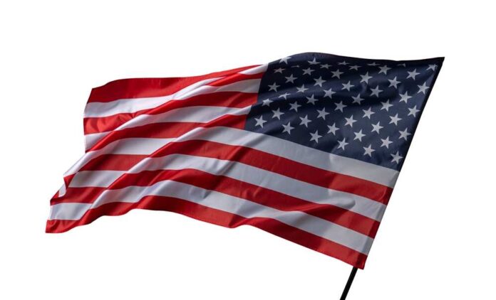 American,Flag,Waving,Isolated,On,White.,The,Usa,Flag,On