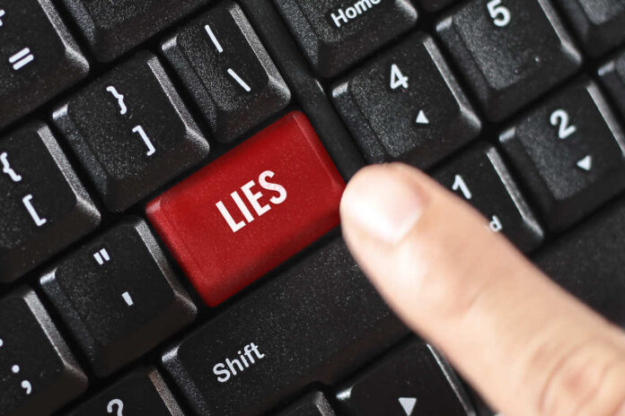 Lies,Word,On,Red,Keyboard,Button