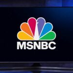 TV screen showing MSNBC logo with colorful peacock.