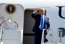 President Donald Trump stepping out of Air Force One
