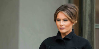 Melania Trump in black coat