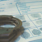 Handcuffs on a fingerprint document