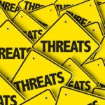 ‘Angel of Death’ – Violent Threat to Church Yellow signs with the word threats overlapping