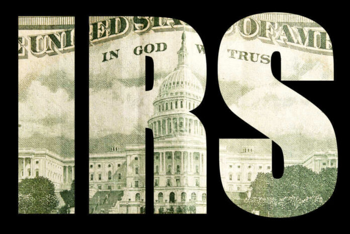 IRS letters with US Capitol building inside.