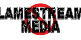 Lamestream Media text with a red prohibition symbol