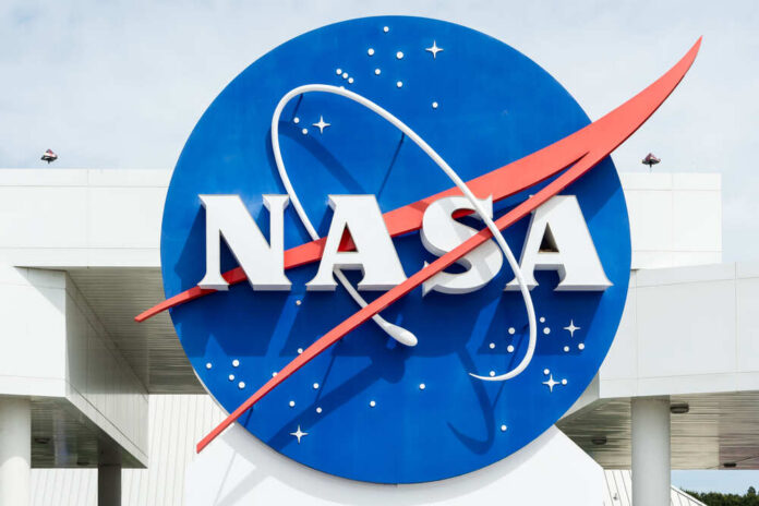 NASA logo displayed prominently against a blue background