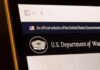 Close-up of a government website displaying the U.S. Department of War