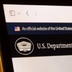 Close-up of a government website displaying the U.S. Department of War