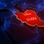 Digital map highlighting Iran with Tehran marked