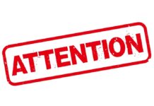 GIANT Trump Arch Would Loom Over DC Red stamp with the word 'ATTENTION' in bold letters