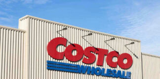 Costco Wholesale store front with logo visible.