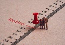 24% Senior Benefit CUTS Loom Without Congressional Action Miniature elderly figures by retire pin marker