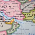 Map showing countries in the Middle East and South Asia