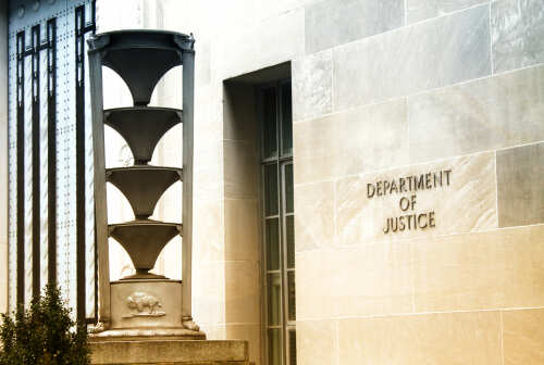 Washington,,Dc,-,Oct,2,,2011:,The,Department,Of,Justice Exterior view of the Department of Justice building with architectural features