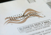 Official election mail envelope with postal service markings