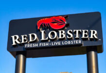 Red Lobster Out — DETAILS HERE! Red Lobster restaurant sign with red lobster logo.