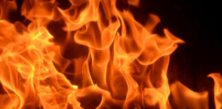 Close-up of vibrant flames with an orange glow