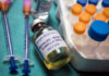 A healthcare professional administering a vaccine to a child's arm