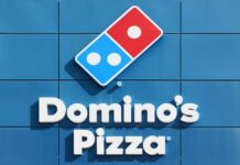 Domino’s Logo Becomes Dinner? Domino's Pizza logo on a blue background