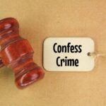 CEO Gunned Down — Killer Confesses In Court A wooden gavel next to a tag that reads 'Confess Crime'