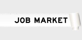 Text banner displaying 'JOB MARKET' on a light background