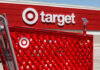 Red shopping cart in front of a Target store
