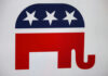 Republican Party elephant logo with stars.