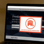 Supreme Court Shifts Mail-Vote Battlefield Laptop screen displaying Republican National Committee website.