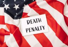 Notebook with message on an American flag background