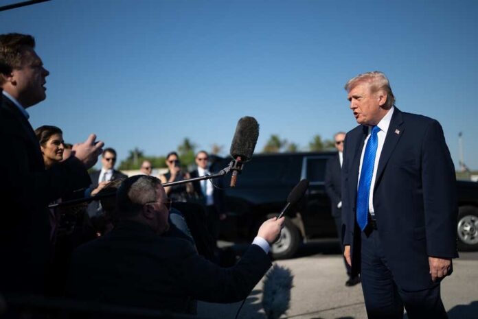 President,Donald,J.,Trump,Boards,Air,Force,One,At,Palm President Donald Trump