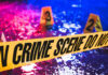 Gruesome Camp Raid Sparks Fury Crime scene tape with blurred evidence markers.