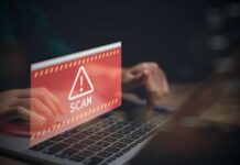 Creepy Marketplace Twist Targets Phone Numbers Warning message about a scam displayed on a laptop screen