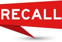 Red banner with the word RECALL in bold white letters