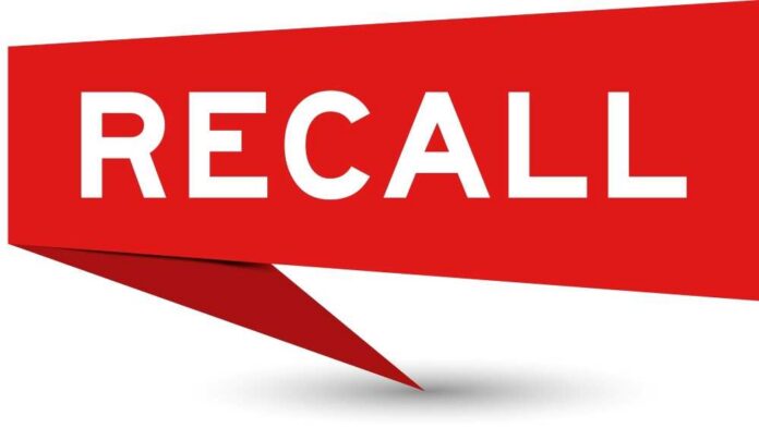 shutterstock_2835184803 Red banner with the word RECALL in bold white letters